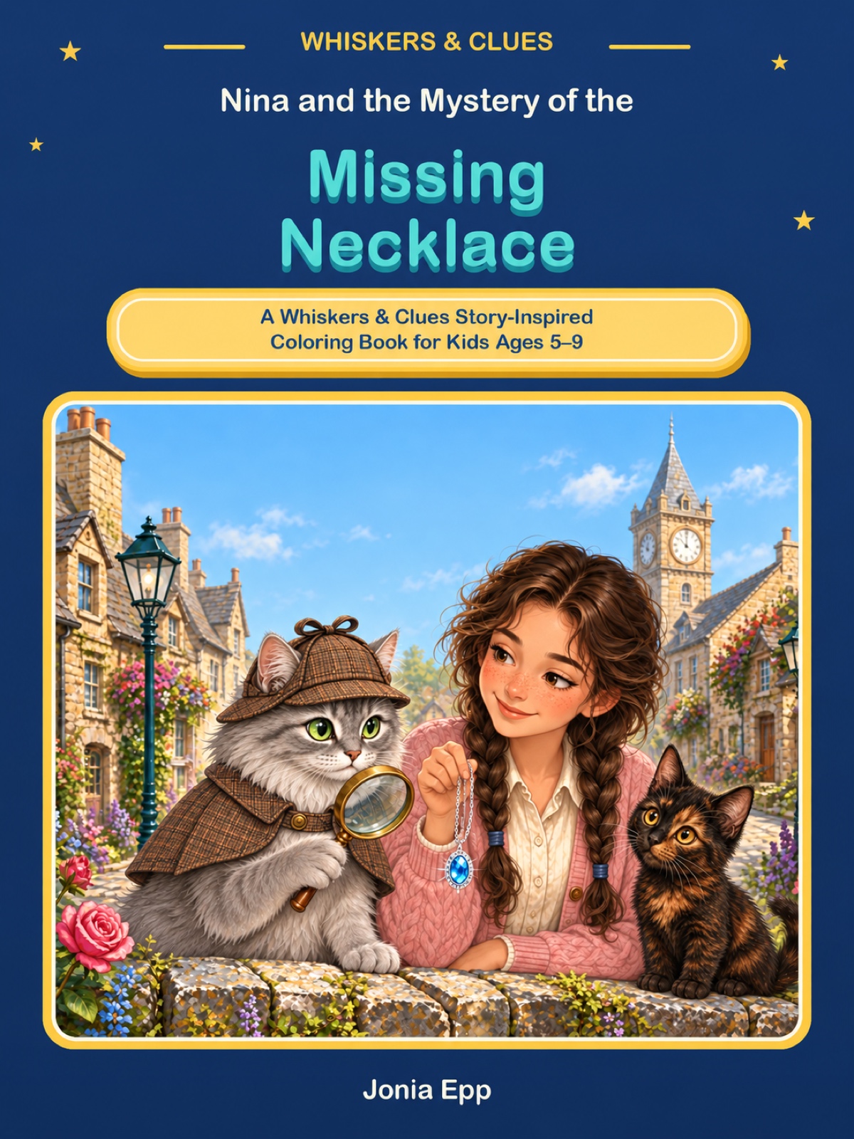 Cover of Nina and the Mystery of the Missing Necklace Coloring Book by Jonia Epp