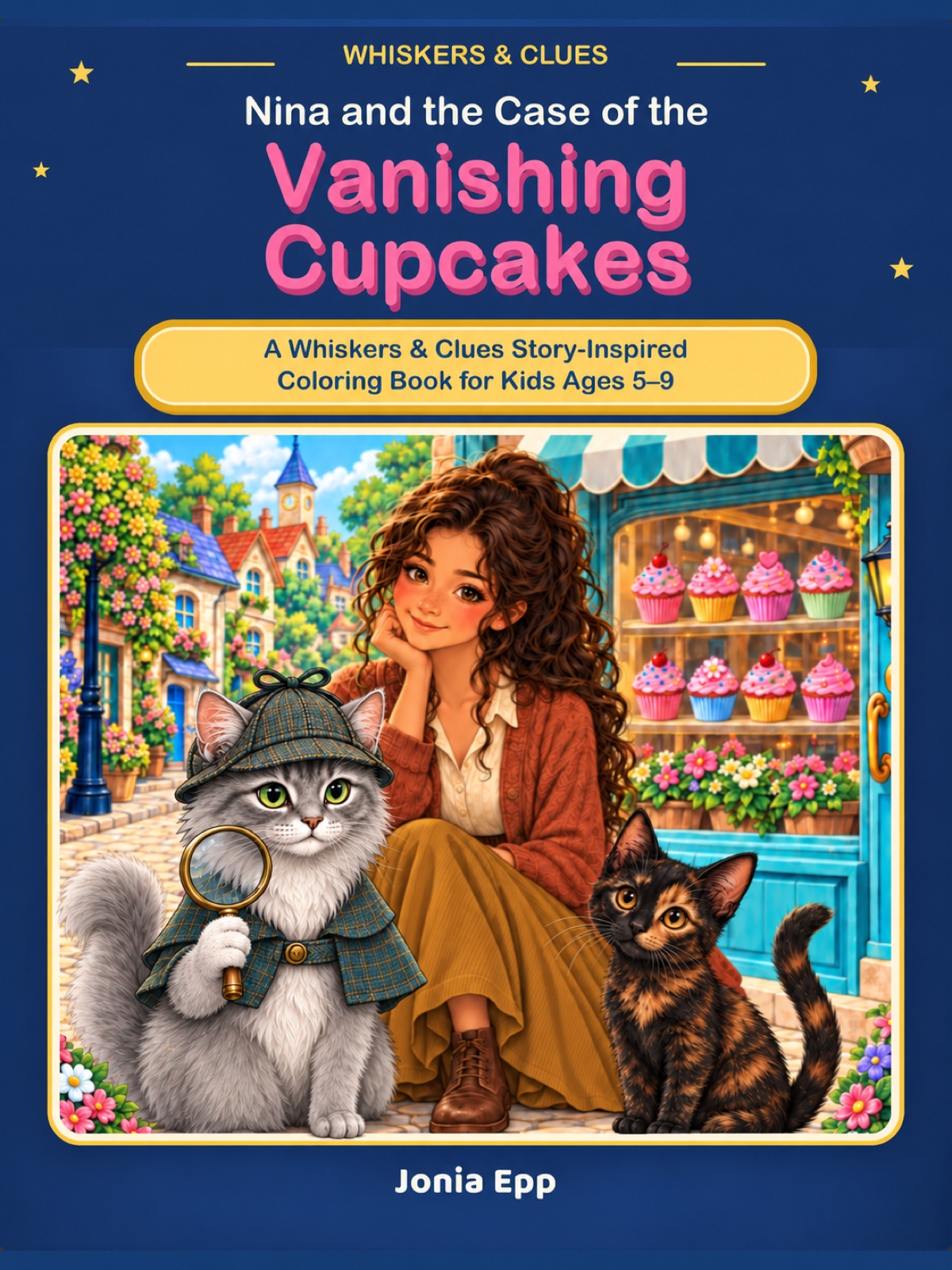 Cover of Nina and the Case of the Vanishing Cupcakes Coloring Book by Jonia Epp